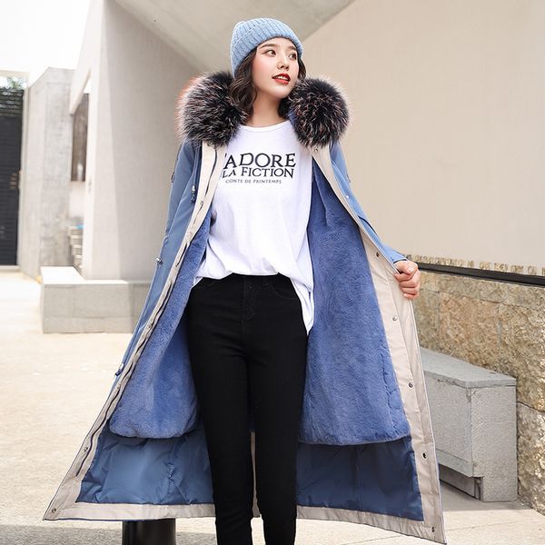 

cotton-padded clothes woman 2019 winter lamb hairiness cotton cashmere loose long fund cotton-padded jacket woman thickening, Black
