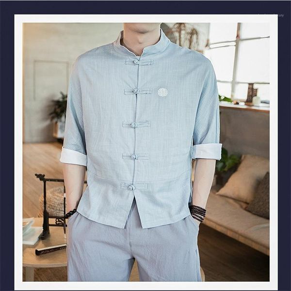 

cardigan males clothing mens designer embroidery shirts summer pure color short clothes casual linen stand collar, White;black