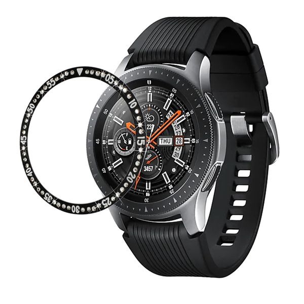 

diomand bezel for samsung gear s3 galaxy watch 42mm 46mm metal adhesive cove circle ring anti scratch watch accessories, Black;brown