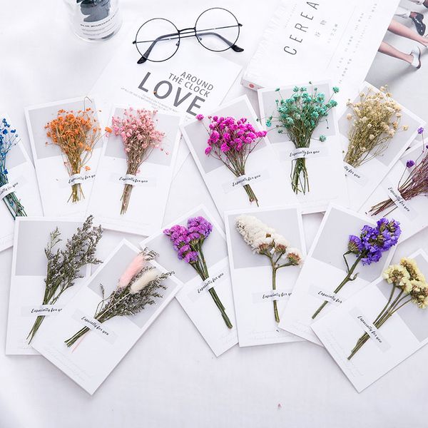

air dry babysbreath artificial flower greeting card bouquet multicolor valentine's day wedding flower decor scrapbooking