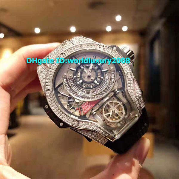 

Silver tainle teel diamond mp09 men watch grey dial automatic tourbillon apphire wi port over ize wri twatch luminou