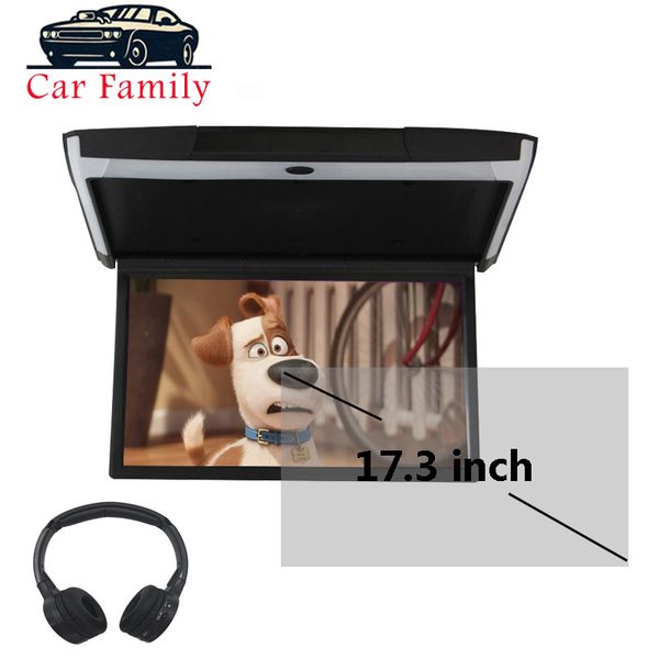 

17.3 inch ips screen 1080p video car monitor ceiling roof flip down mount 1920x1080 mp5 player usb/sd/hdmi/ir/fm/speaker
