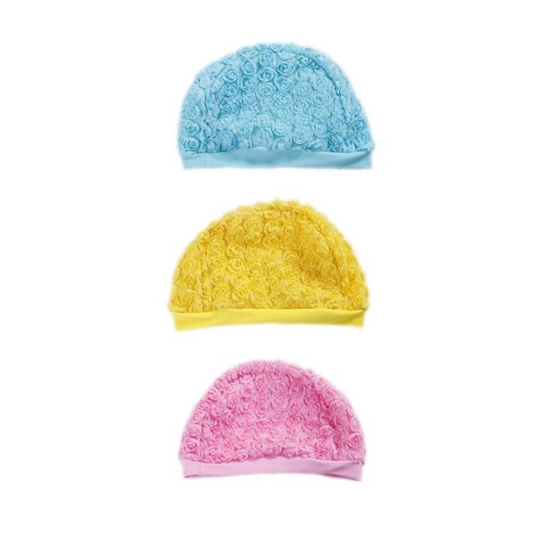 

kids girl swimming cap cute creative 3d flower waterproof protect soft breathable hair wrap hat lightweight swim accessory