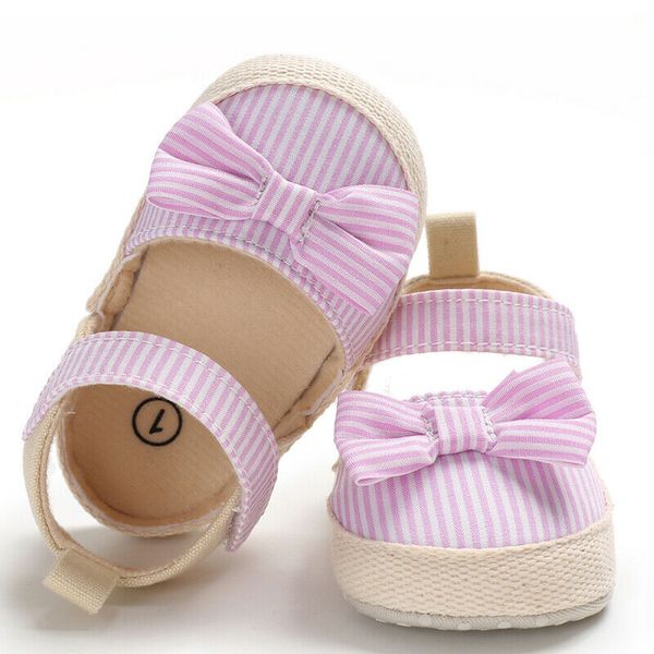 

summer infant baby girls sandals striped bowknot soft rubber sole sandals princess shoes 0-18m, Black;red