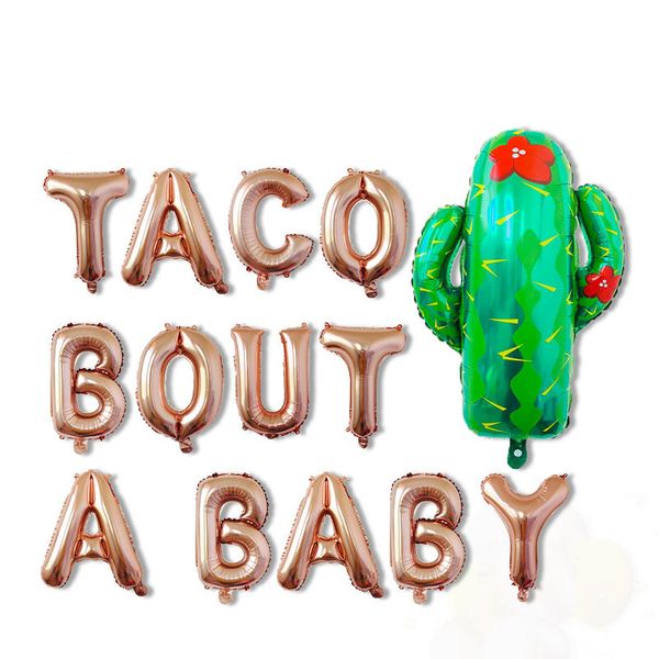 2019 Mexican Fiesta Foil Balloons Taco Bout A Baby Letter Cactus