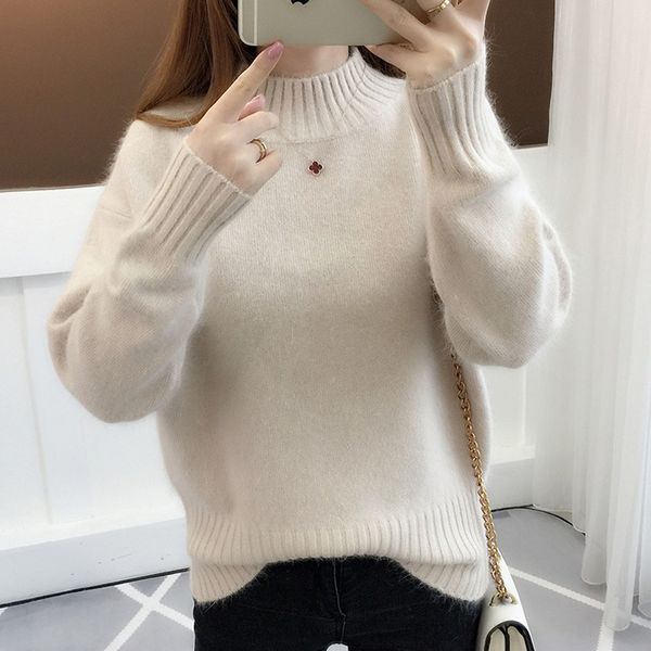 

women's sweaters autumn winter fashion women knitted sweater feamle korean casual long sleeve loose basic pullover pull, White;black