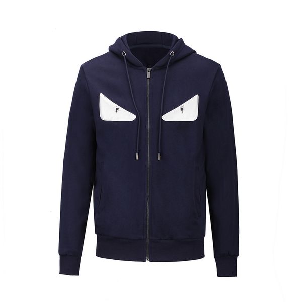 

2019 осень марка мужчины женщины толстовки милые желтые глаза печать свободного покроя балахон мужчины хип-хоп молния куртка высокое качеств, Black