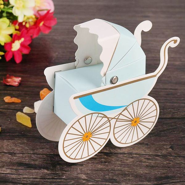 

10pcs stroller shape paper gift boxes wedding dessert c case kids birthday boutique party candy box