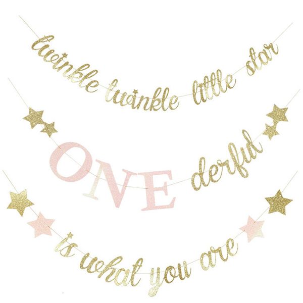 2019 Twinkle Little Star Bling Banner Baby Shower Garland Props