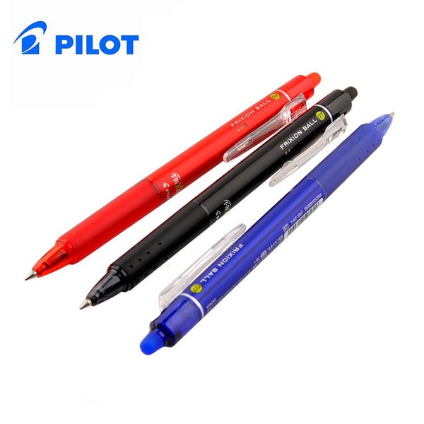 

original pilot frixion clicker ball knock 0.7mm erasable gel pens fine point black blue red lfbk-23f-b (japan import