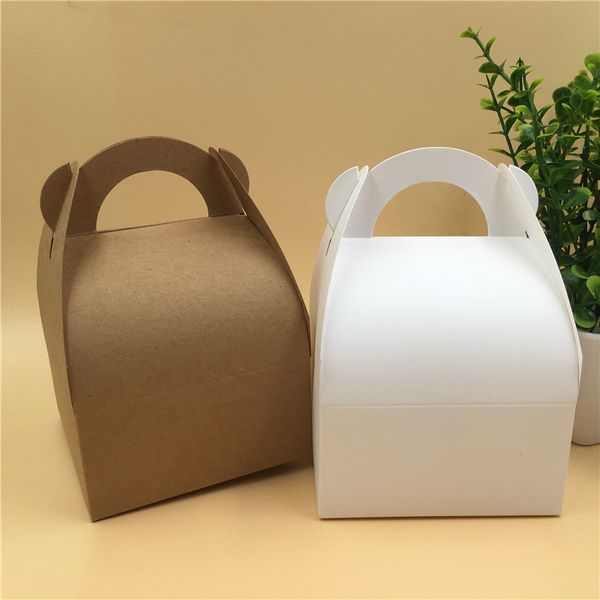 

12 pcs white/brown kraft paper handbag wedding party cake/candy/cookie box diy baby soap box