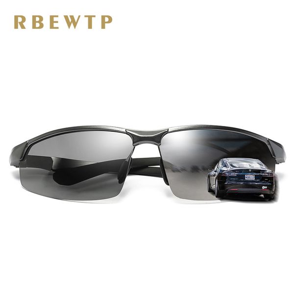 

rbewtp aluminum magnesium frame hd lens pchromic sports polarized sunglasses men driving day and night vision sun glasses, White;black