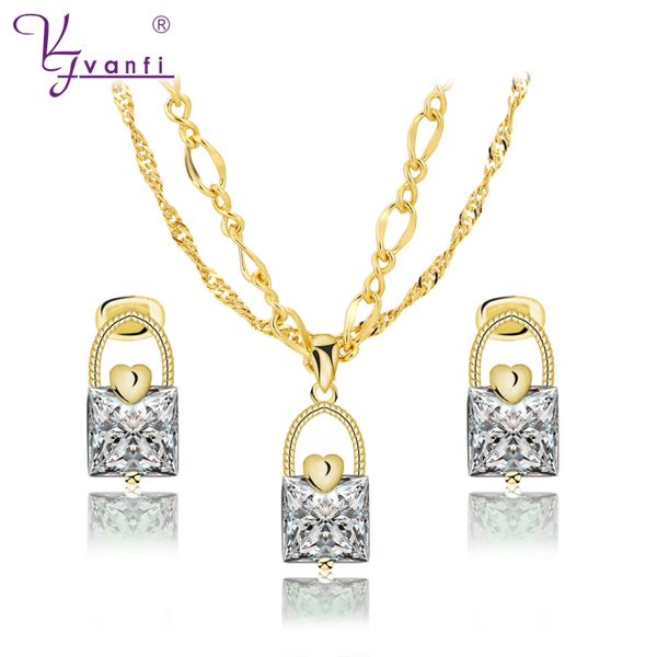 

kfvanfi ladies women girl jewellery white crystal copper bag jewelry stud earrings heart pendant necklace simple design, Silver
