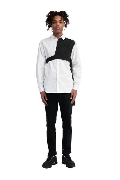 

s-6xl 2020 new men's clothing hair stylist gd fashion original designer back zipper shirt plus size costumes, White;black