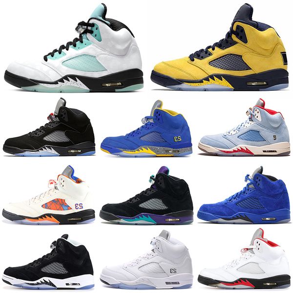 

island green 5s men basketball shoes 5 grape trophy room laney michigan psg camo red blue suede wings mens trainers sports sneakers 7-13, White;red