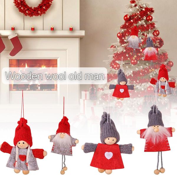 

lovely christmas tree hanging christmas decoration innovative wooden boy girl doll tree pendant mini doll 2020