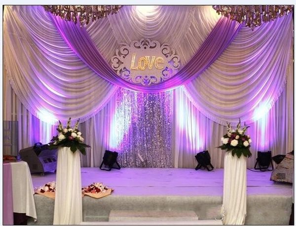 

20ft*10ft luxury wedding backdrop curtains with swags event and party fabric wedding backdrop curtains including middle sequin