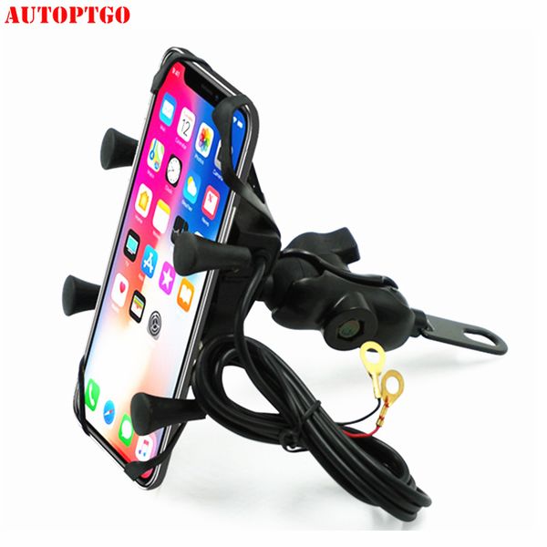 

black two in one mobile phone holder bracket usb charger kit for motorcycle motos electric bicycle refit