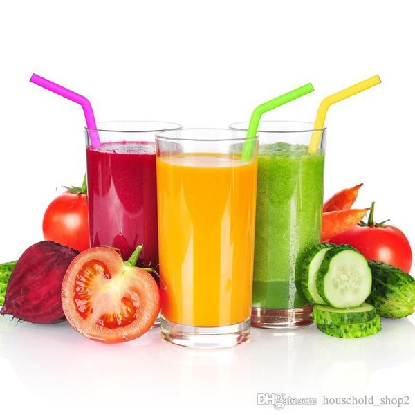 

dhl silicone drinking straws with brushes 6 straws with 2 brushes home bar food grade 25cm straight bent straws for wine glasses