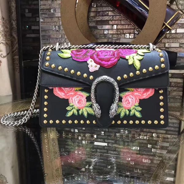 

Diony embroidered houlder bag 039 bor a diony in pelle ricamata ac portÃ© Ã©paule diony avec broderie black color via dhl