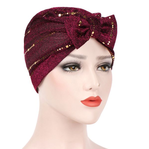 

summer beanies for women casual bow bright silk muslim stretch turban hat chemo cap hair loss head scarf wrap hijib cap, Blue;gray