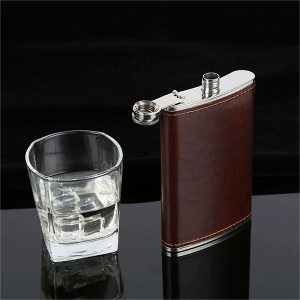 

5-10oz из нержавеющей стали кожаный чехол hip колбы винные бутылки портативный бутылки малые виски для мужчин xmas подарков