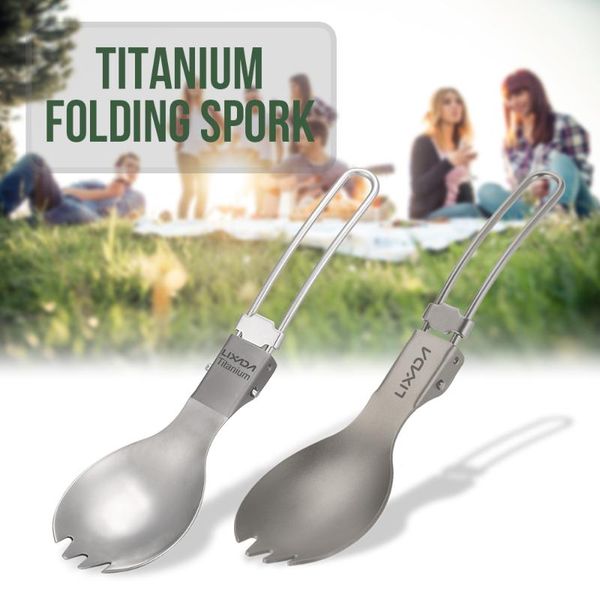 

lixada titanium folding spoon lightweight outdoor dinner spoon flatware picnic dinner bbq travel camping backpacking tableware