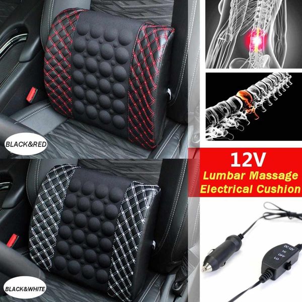 

12v car massage and heat lumbar cushion car electric massage cushion lumbar seat back waist support winter