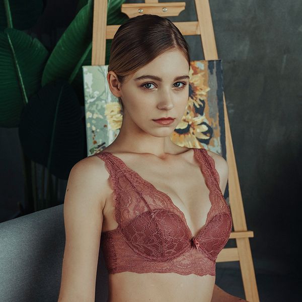 

spcity sexy v-образным вырезом кружева прозрачный бюстгальтера женщины выдалбливают push up bra женский твердая бесшовная белье бюстгальтер, Red;black