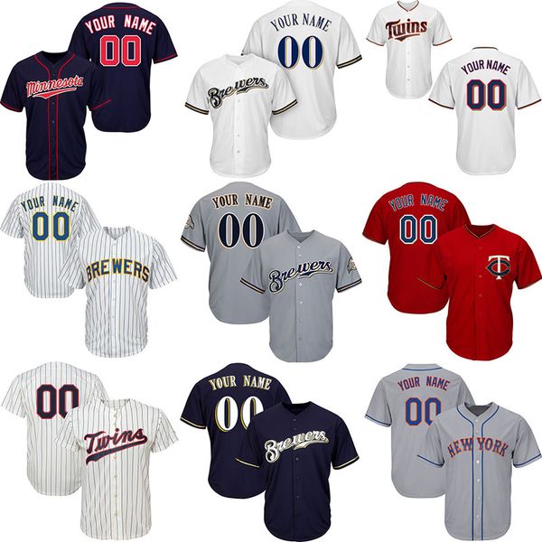 

Custom Minnesota Jersey Twins Baseball Jerseys Milwaukee 22 Miguel Sano Brewers New York 2 Brian Dozier Mets 7 Joe Mauer