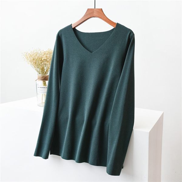 

double-sided velvet long-sleeved base women's warm shirt slim size solid color v-collar t-shirt warm top, White