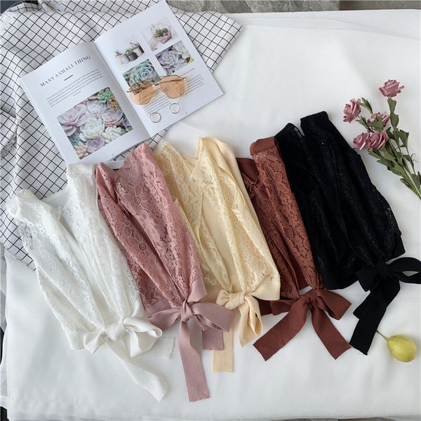 

women's tanks & camis heliar women drastring tank knitting crop female plain v neck tied up 2021 summer lace, White