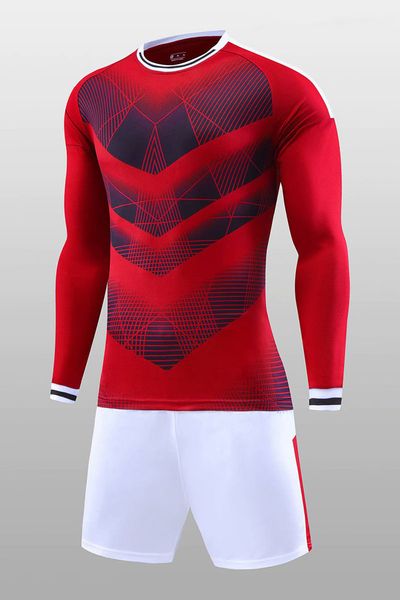 

wholesale customized men football uniforms mens kits sports clothes tracksuits discount boy football sets with shorts b40-12, Black;red