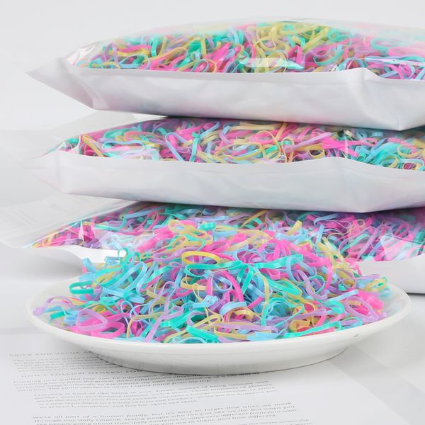 

1000pcs одноразовые красочные упругие диапазона волос ободка для малышей девушки аксессуары для волос резинки для волос резинка для волос ре, Slivery;white