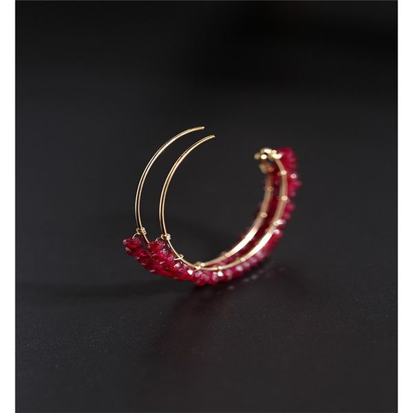 

other dmbs043 faceted ruby earrings female genuine 14k gold injection korean earring, Golden;silver
