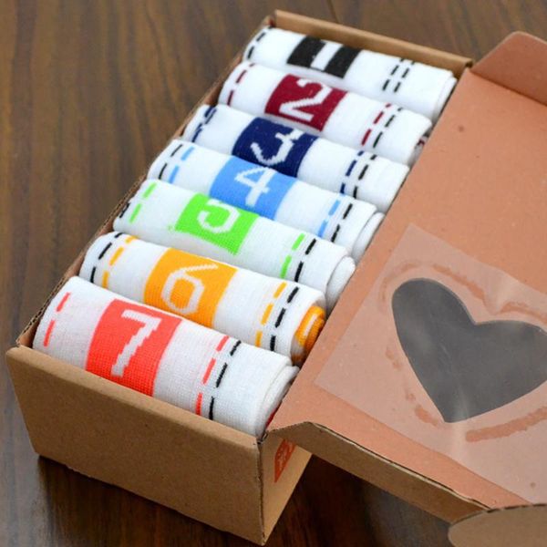 

summer style men's womens cotton socks 7 days week number ankle socks crew sock gift 3 colours gift, Black