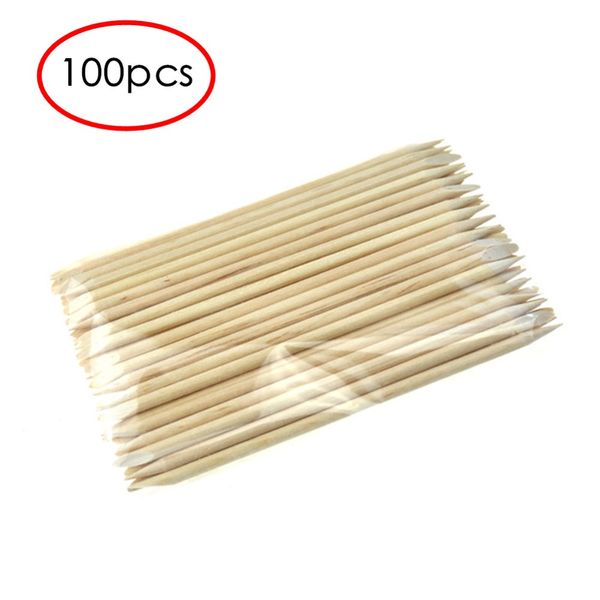 

100 pcs nail art design orange wood stick sticks cuticle pusher remover manicure pedicure care
