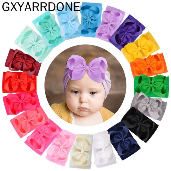 

6.3 inch solid hair bows headband girls 2020 elastic hair bands for kids turban head wrap headwear accessories, Slivery;white