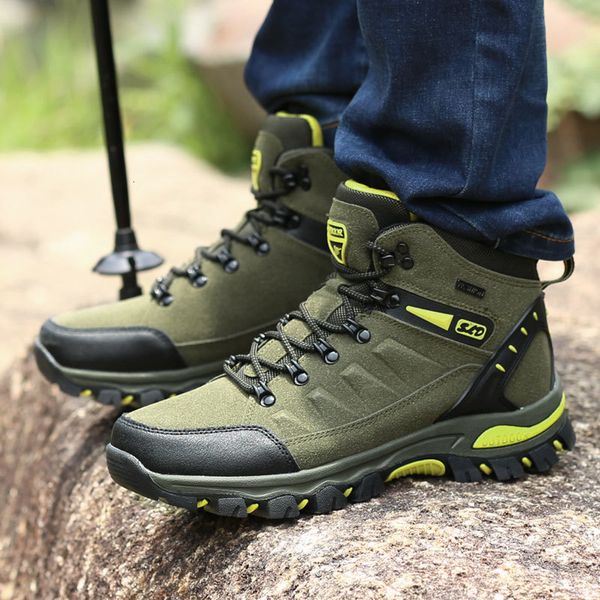 

men boots outdoor anti-skidding autumn winter shoes lace up brand anti-skidding fashion men breathable ankle boots l4, Black