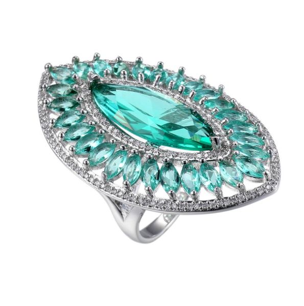 1 pz LuckyShine esagerato di alta qualità quarzo verde pietra preziosa cristallo cubic zirconia anelli in argento sterling 925 per le donne