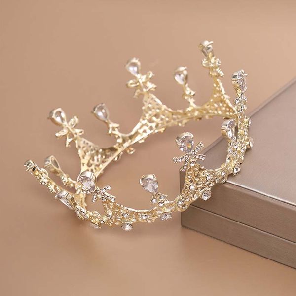 

luxury shiny crystal large crown glitter diamante bride jewelry wedding birthday party headwear wedding accessories xh, Golden;white