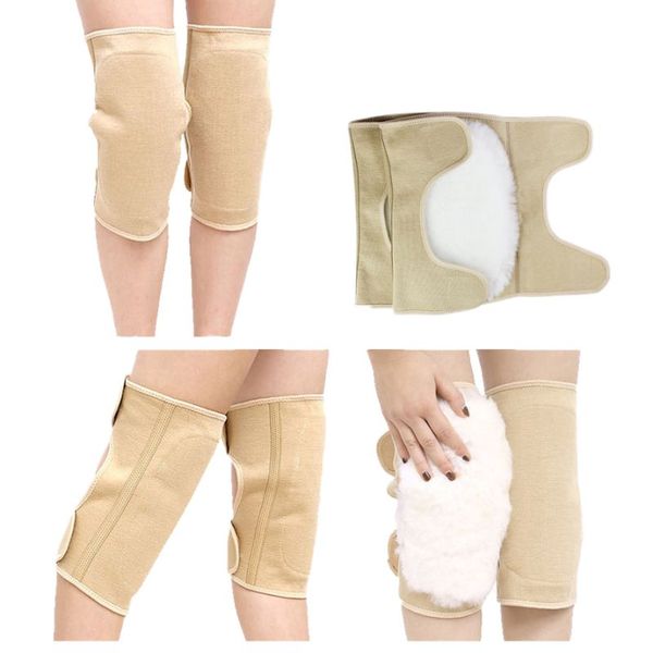 

outdoor sports protective gear winter warm knee pads wool knee thick wool warm pads skin color, Black;gray