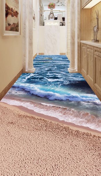 

пляж море дельфин коридор проход 3d полы пвх водонепроницаемый настил роспись пола пользовательские фото 3d настенные обои