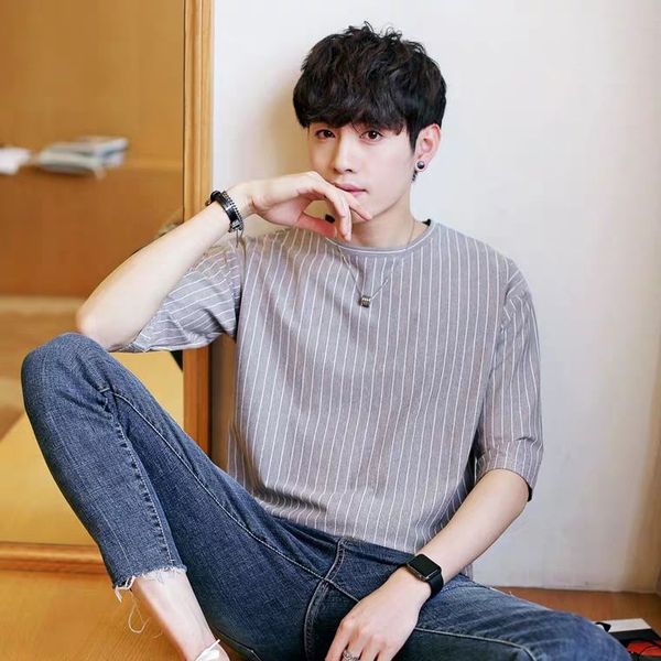 

2019 mens pullovers cotton linen shirt new man casual long sleeve vintage striped tee thin blouse loose daily outfit shirt, White;black