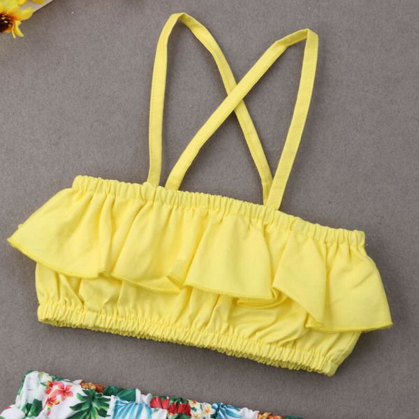 

2pcs toddler kid baby girl clothes ruffle t-shirt floral shorts outfits set