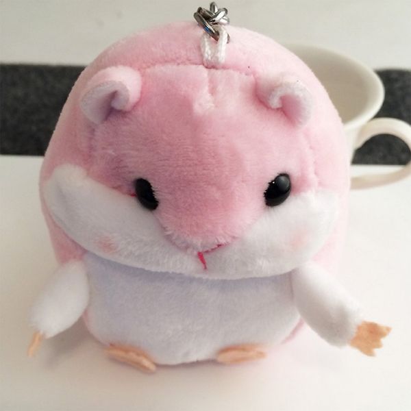 

mini cute hamster keyrings keychains faux fur pompom fluffy trinkets car handbag pendant key chains for girls, Silver
