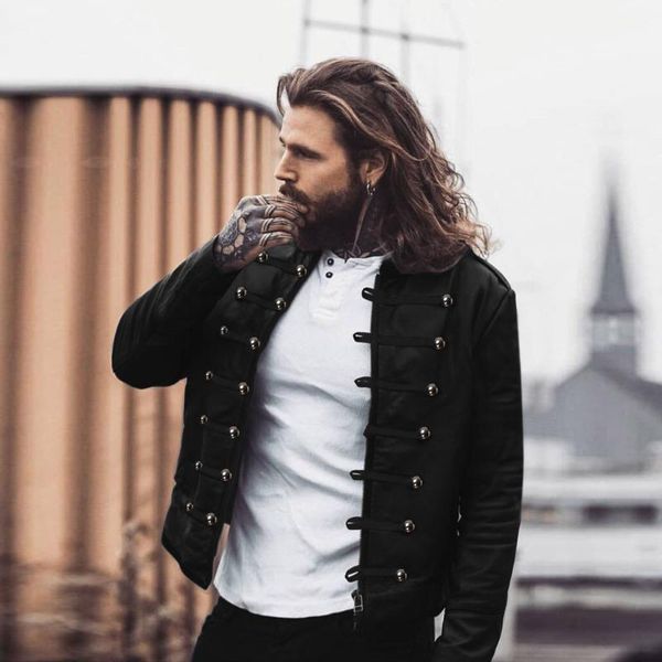 

осень и зима мужская средневековье черный zip застегнутый воротник куртки новый мужской zip jacket повседневный hip hop тонкий одежда # g3, Black;brown