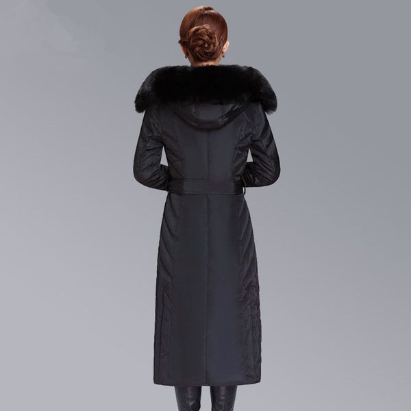 

kmetram женская куртка вниз зимняя куртка одежда женщин 2019 real fur collar long coat женский parka плюс размер куртки my, Black