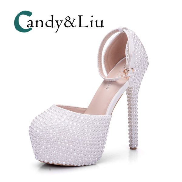 Cheville Sandale Pour Chaussures De Forme La Mariage Acheter Perle Plate Grande Superbe La Talon À Sangle Avec Taille Femmes Blanche Soirée Robe De f6vYb7gy