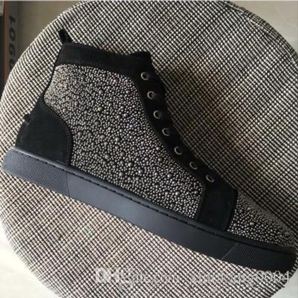 

designer red bottoms sneakers studded spikes flats shoes designer luxury red bottoms for men women my18903, Black